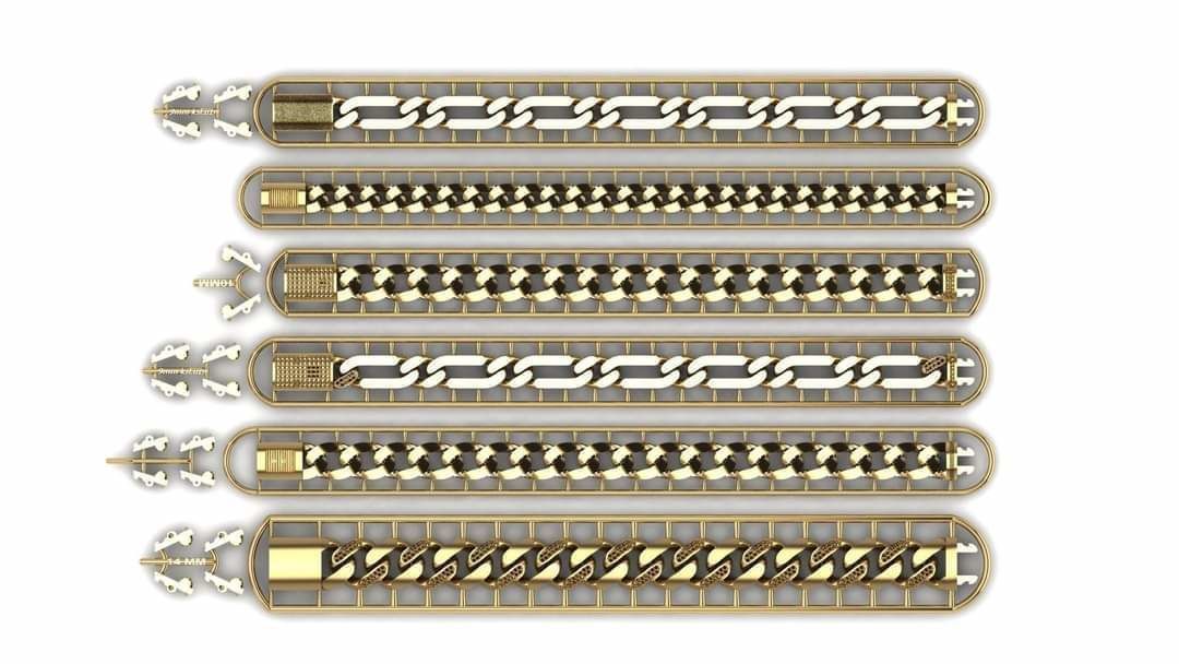 25 hollow cuban link bracelets cast directly 3d model b914509643